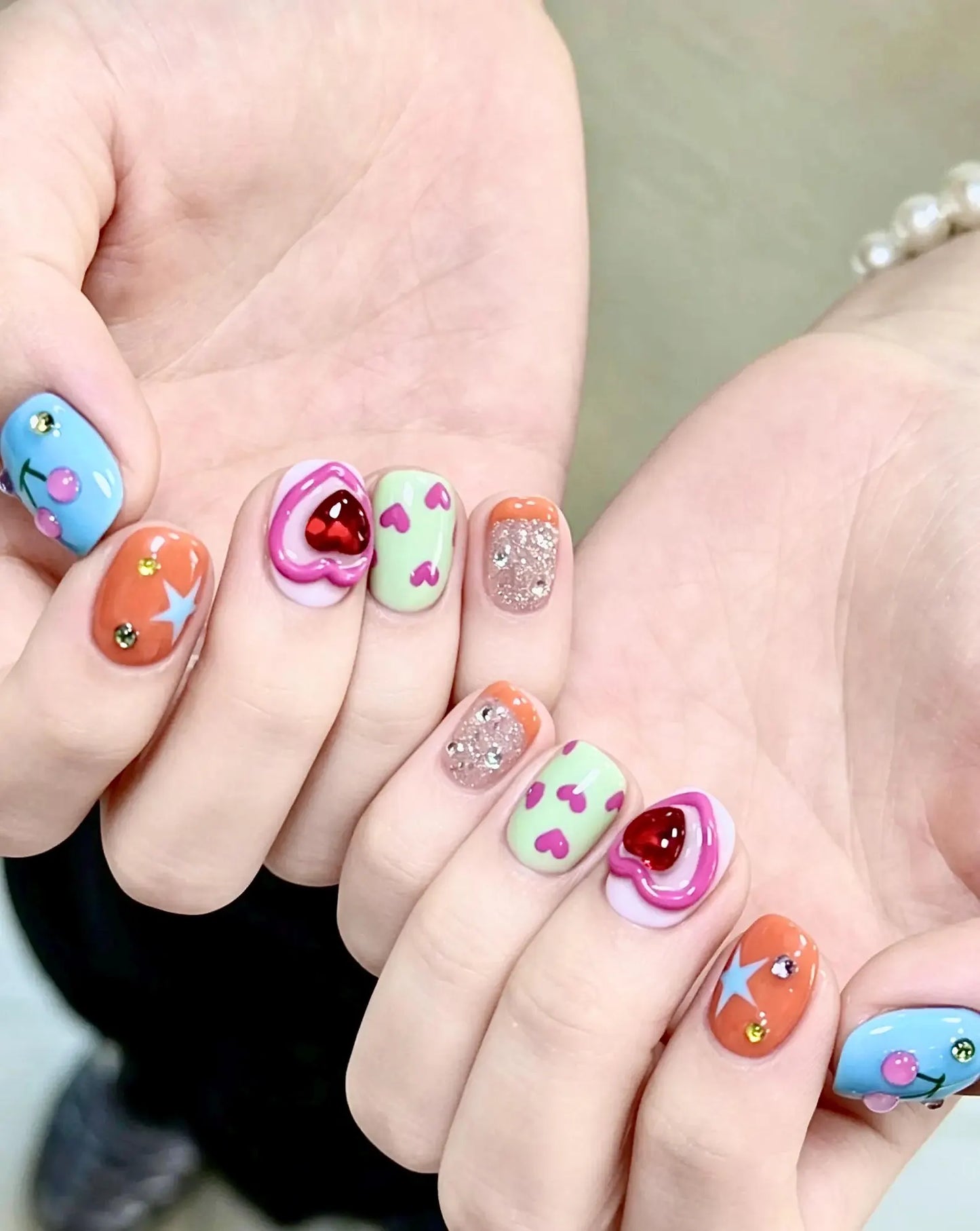Pastel Pop Heart Press On Nails