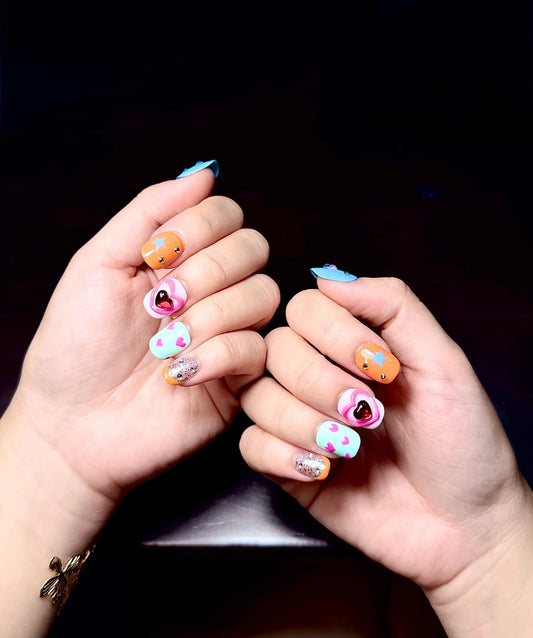 Pastel Pop Heart Press On Nails