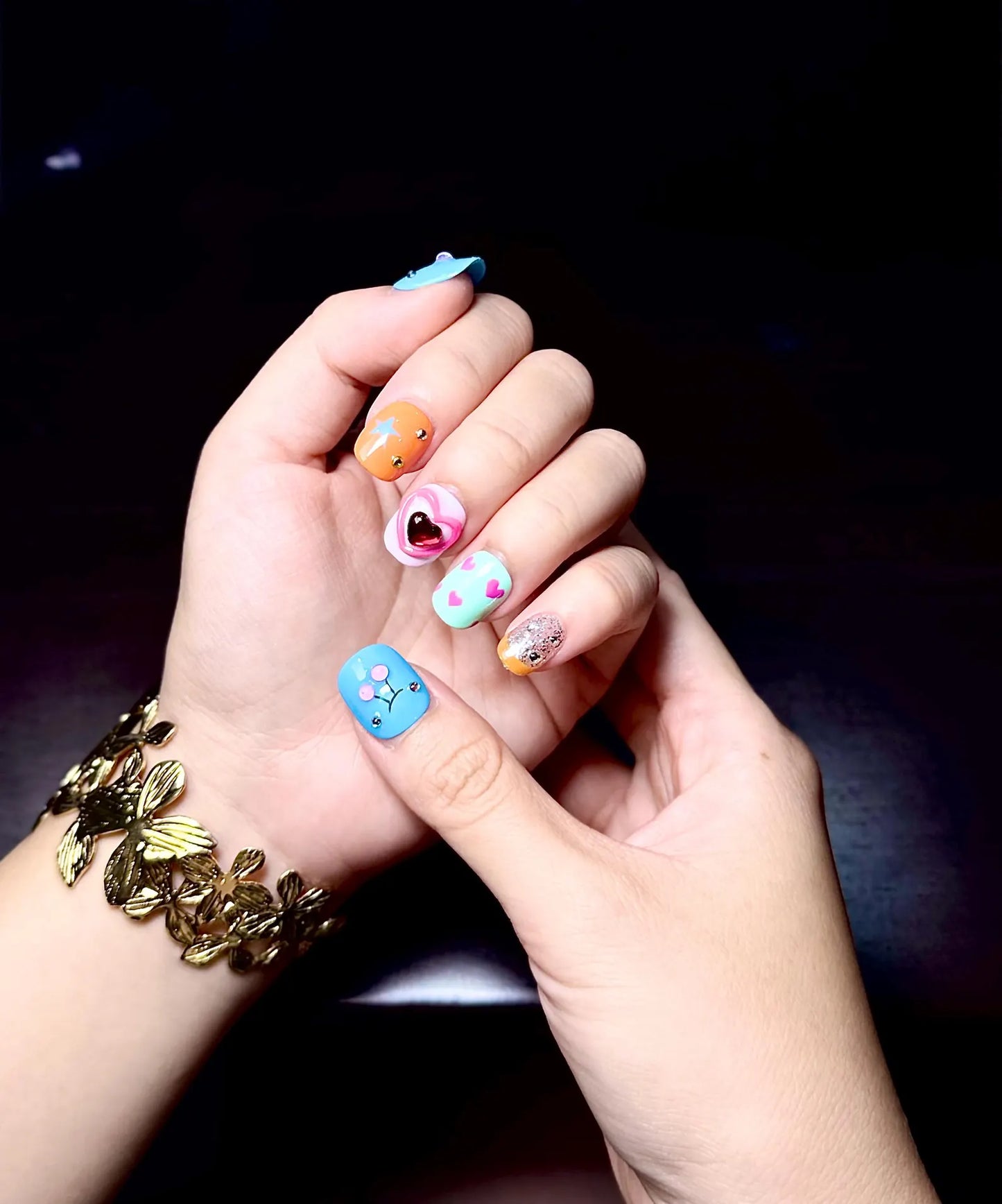 Pastel Pop Heart Press On Nails