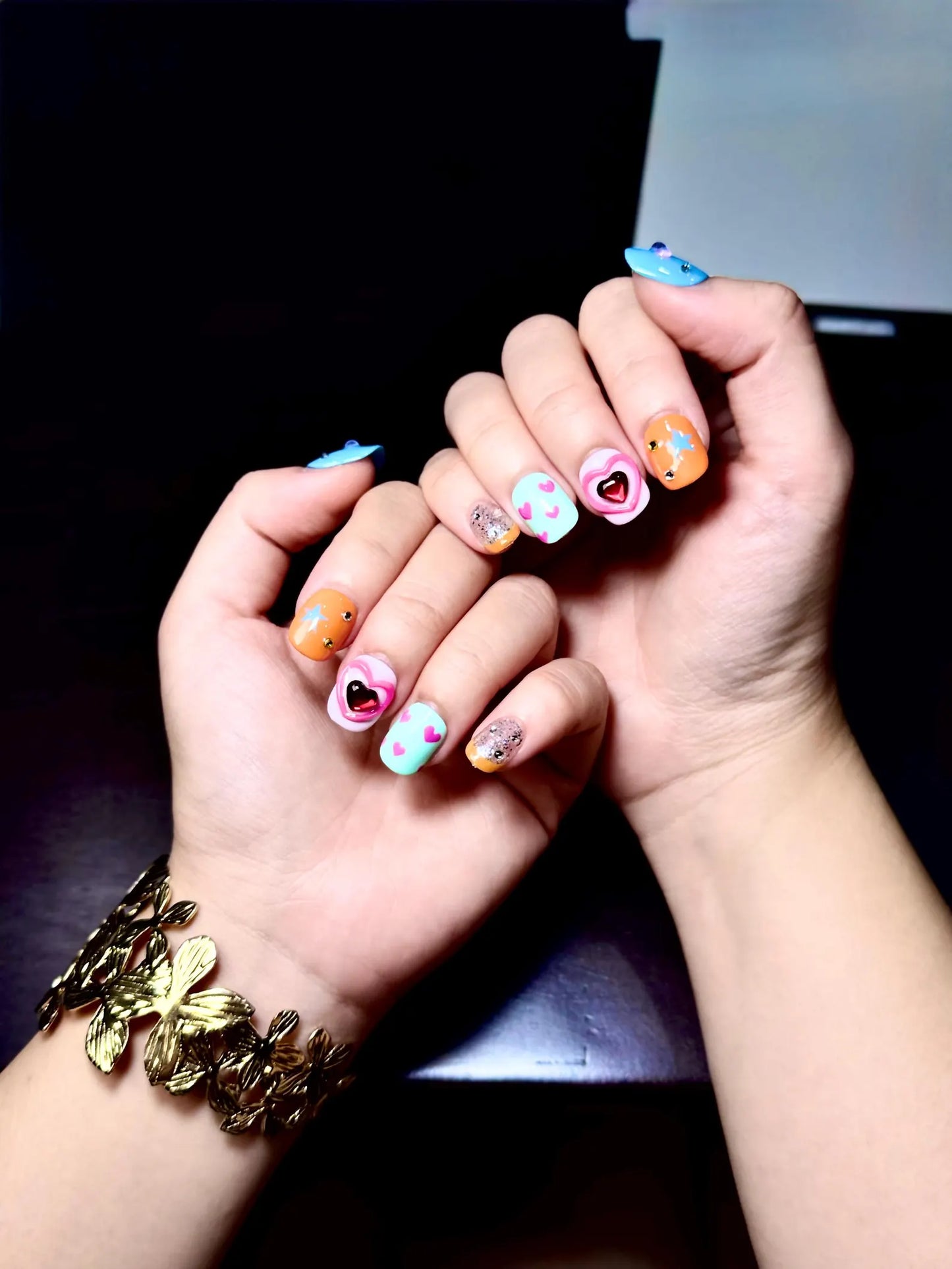 Pastel Pop Heart Press On Nails