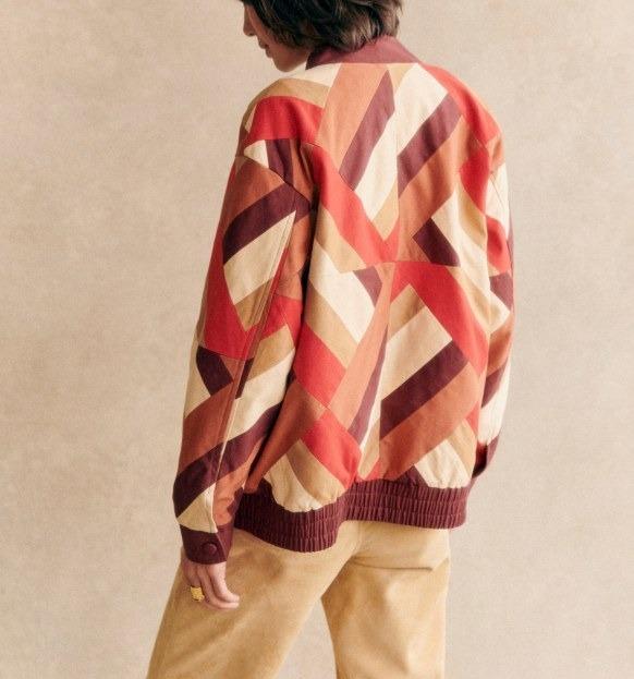 Patchwork Red Brown Coat