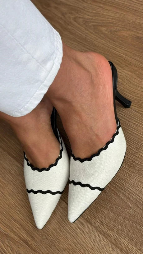 LINEN HEEL SLIPPERS BLACK